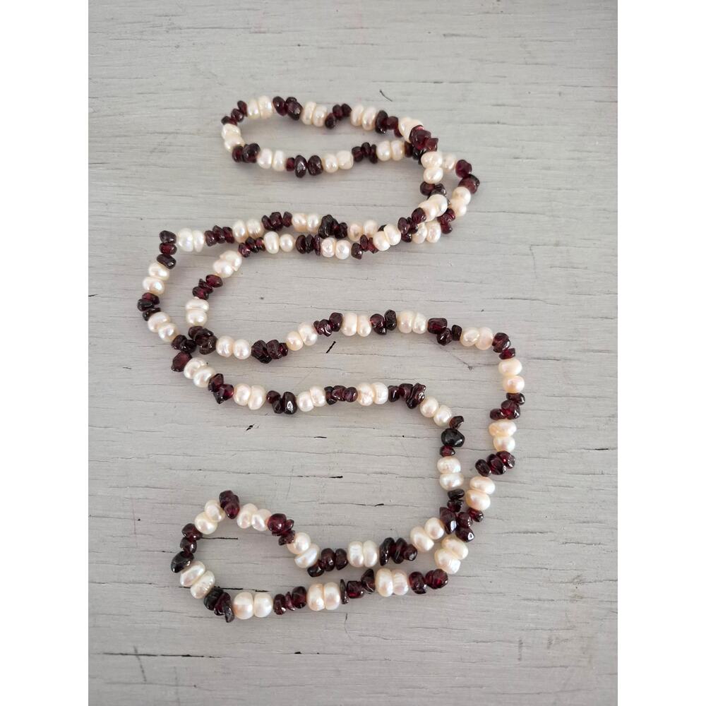 Vintage Freshwater Baroque Pearls and Garnet Necklace